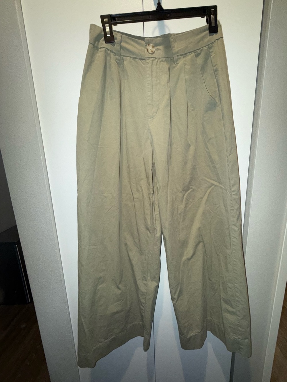 Wide-Leg Khaki Pants